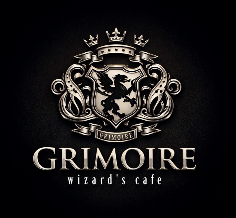 秘密のディナーパーティーの黒いGRIMOIREロゴ