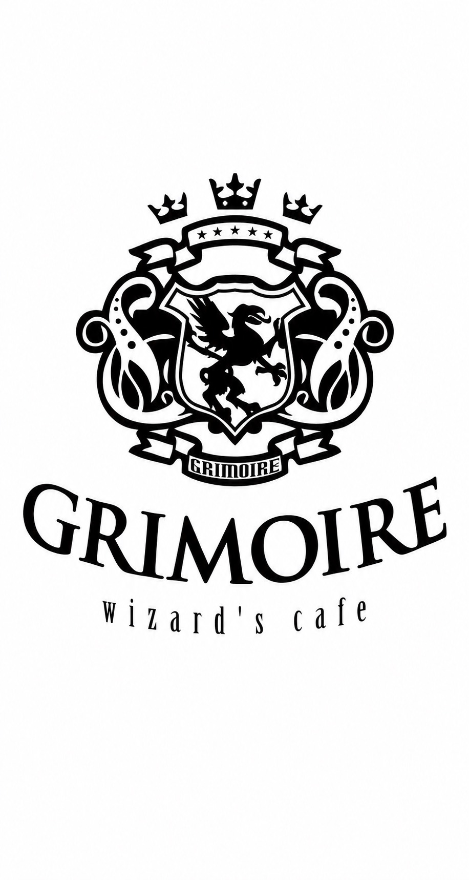 オープンキャンパスの白いGRIMOIREロゴ